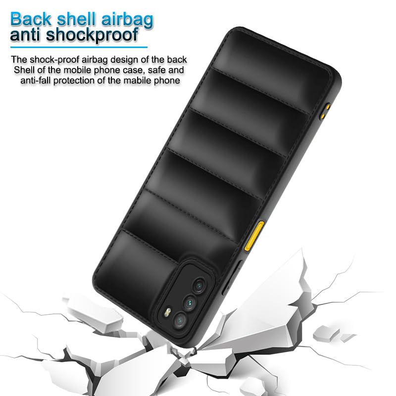 Plus Puffer Case Camera Protection Soft Back Cover for Poco M3 - Black - Image 4