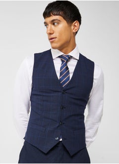 Checked Slim Fit Vest Coat