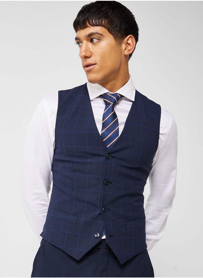 Mango Man - Checked Slim Fit Vest Coat - Image 1