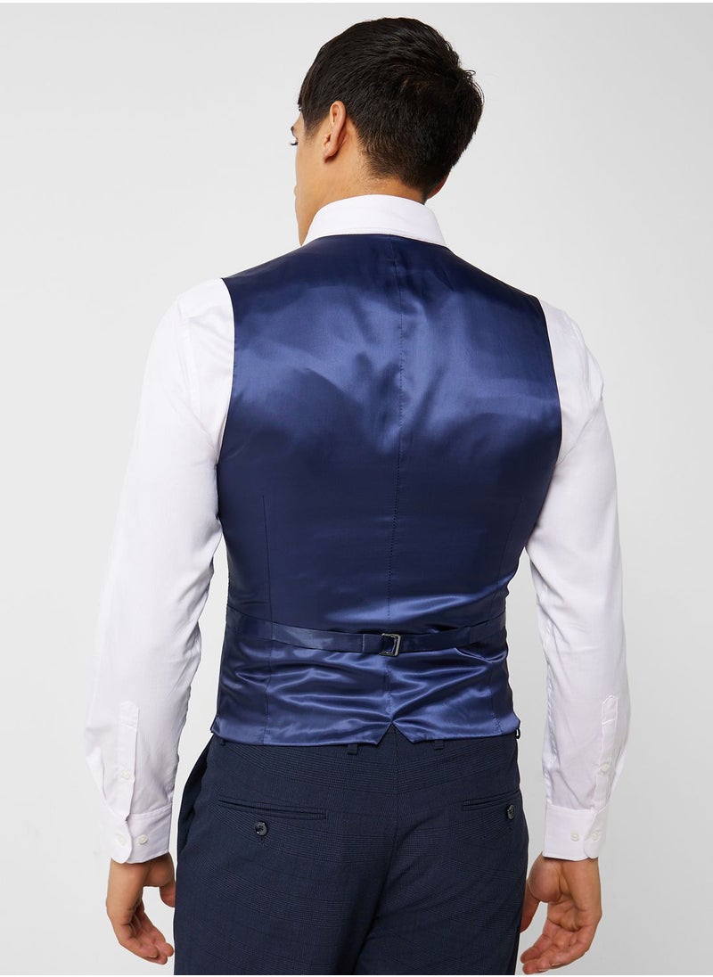 Mango Man - Checked Slim Fit Vest Coat - Image 1
