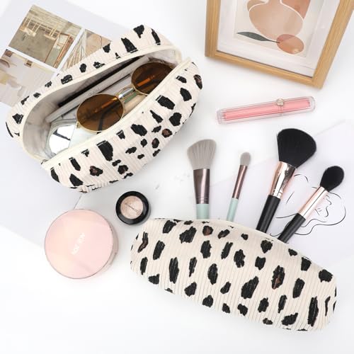EIMMBD Makeup Bag 3 Pieces Large Capacity Cosmetic Bags Makeup Pouch for Purse Travel Toiletry Bag Organizer Cute Makeup Pouch Storage for Women(Beige Leopard) - Image 2