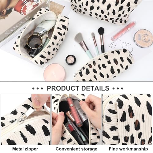 EIMMBD Makeup Bag 3 Pieces Large Capacity Cosmetic Bags Makeup Pouch for Purse Travel Toiletry Bag Organizer Cute Makeup Pouch Storage for Women(Beige Leopard) - Image 4