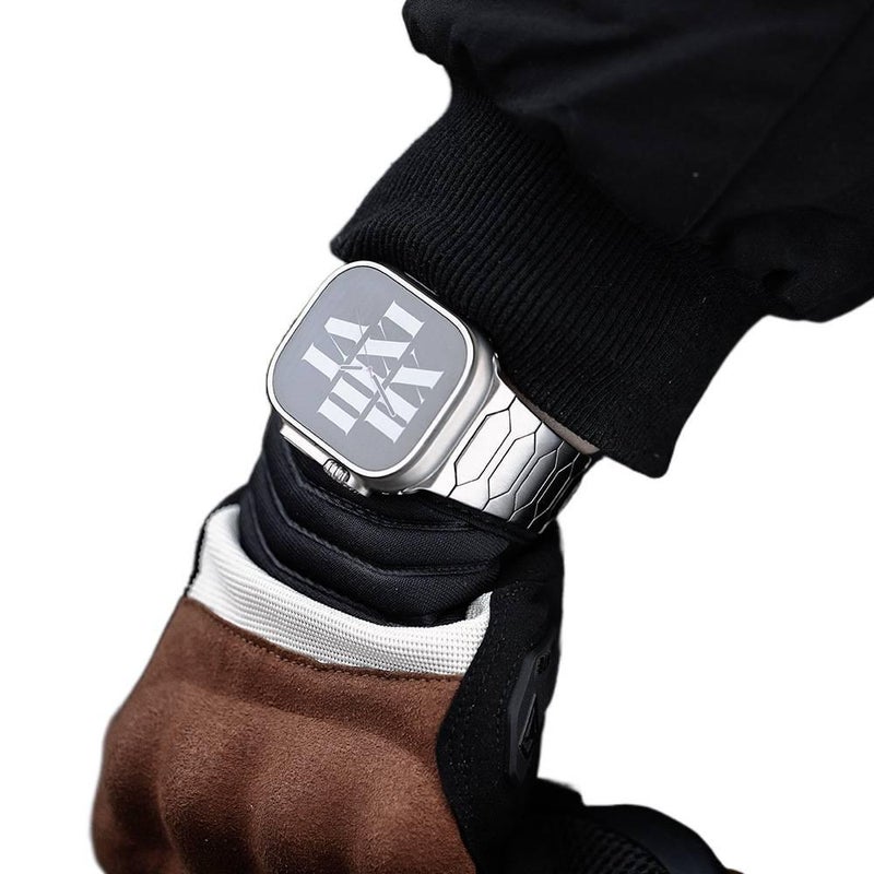 سوار ساعة ذكية سوار معدني من الستانلس ستيل متوافق باللون أسود قابل للتعديل مع Apple Watch 42/44/45/49mm بملاءمة قابلة للتعديل وحزام بديل بتصميم معدني أنيق - Image 3