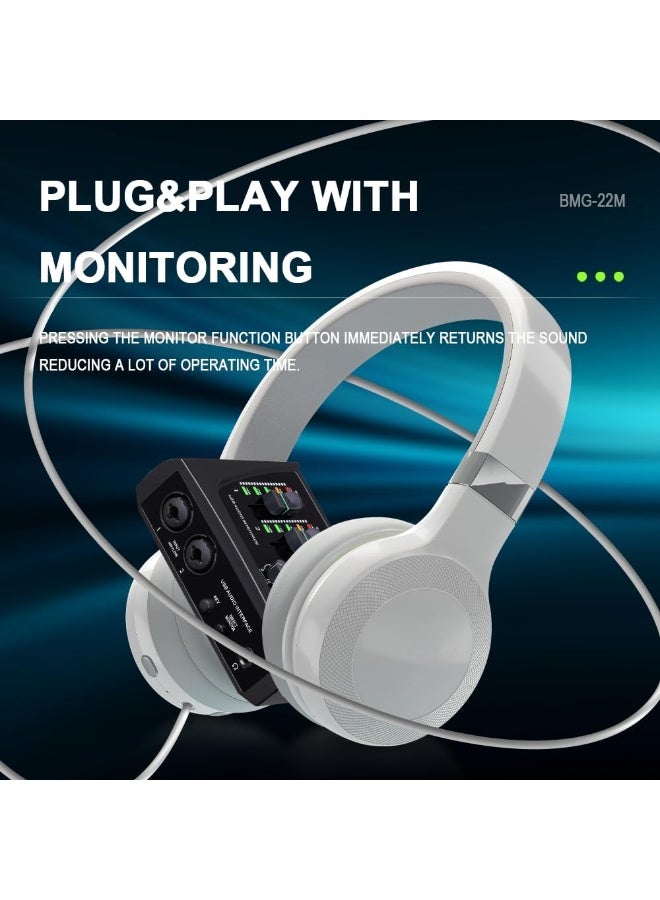 BOMGE BMG-22M USB Audio Interface with 48V Phantom Power XLR Input for Recording Streaming Podcasting and Music Production - Image 3