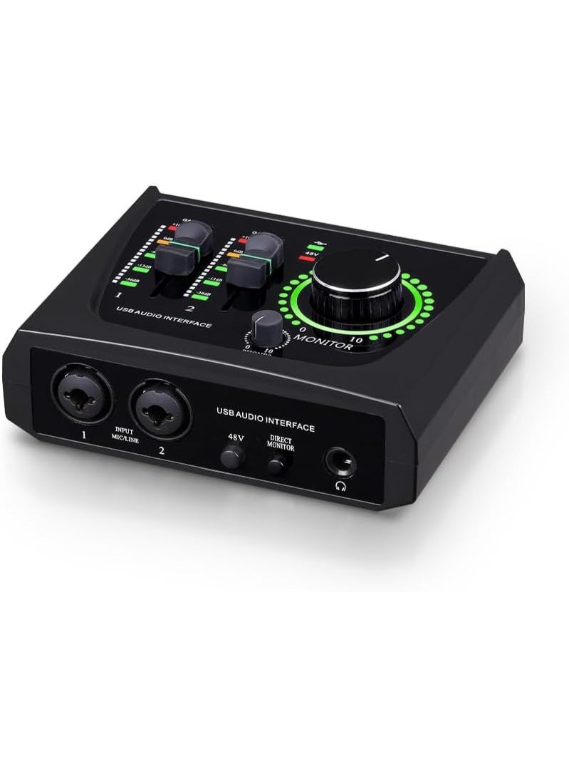 BOMGE BMG-22M USB Audio Interface with 48V Phantom Power XLR Input for Recording Streaming Podcasting and Music Production - Image 1