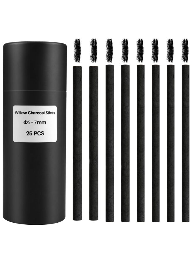 25PCS Vine Charcoal Sticks, Willow Sketch Pencils for Drawing and Sketching, Fine Art Charcoal Sticks, Size 5-7MM - Image 1