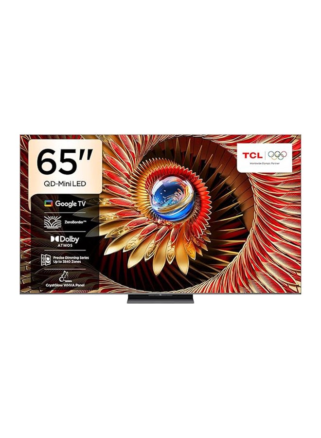 65 Inch Smart TV 4K QD-Mini LED Gaming Google TV, 144Hz Native Refresh Rate, Precise Dimming Series Up to 3840 Zones, CrystGlow WHVA Panel, HDR 4500 nits, ZeroBorder (2025 Model) 65C8K black
