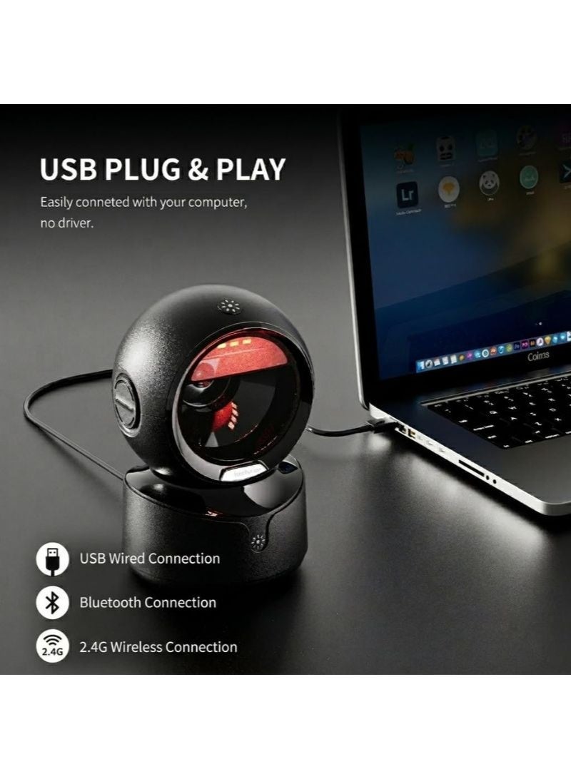 Desktop Omnidirectional Barcode Scanner Hands Free USB Wired 1D 2D QR Code Image Reader, Bar Code Scanner Machine for Supermarket Retail Warehouse POS System - Image 2