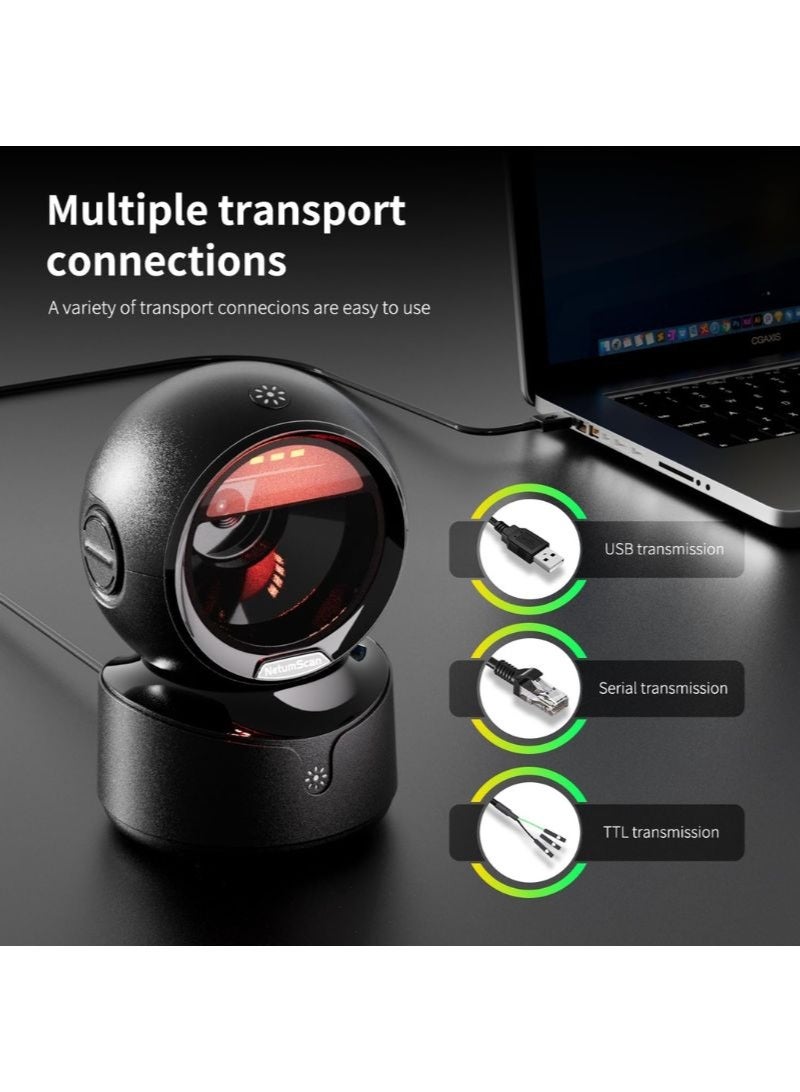 Desktop Omnidirectional Barcode Scanner Hands Free USB Wired 1D 2D QR Code Image Reader, Bar Code Scanner Machine for Supermarket Retail Warehouse POS System - Image 3