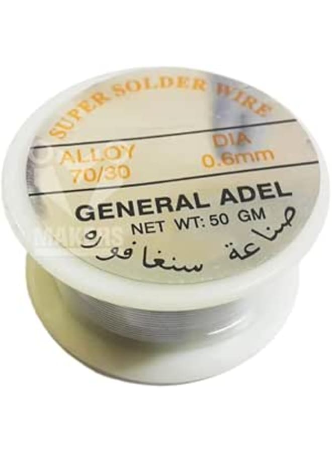 Generic Soldering Wire 0.6mm|50Gm (Alloy:70/30) Made in Singapore for Electronics Enthusiasts & Professionals in the UAE