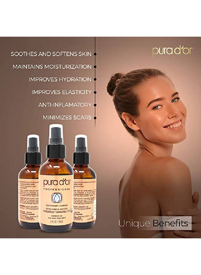 Pura d'or Pura D’Or Tamanu Oil (4Oz / 118Ml) Usda Organic Certified 100% Pure Natural Hexane Free Premium Grade Moisturizer Helps Reduce Appearance Of Scars From Psoriasis Eczema & Acne (Packaging May Vary) - Image 5