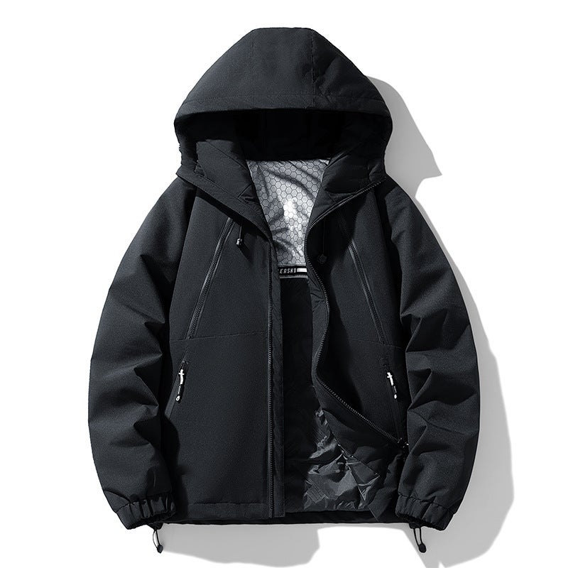 【See and Prosper Series】Mens Winter Cotton Jacket Korean Style Trendy Warm Thickened Winter Cotton Coat with Hood Fluorescent green
