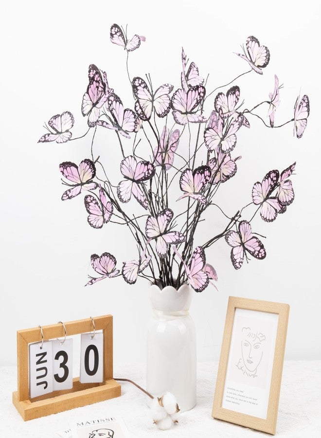 Wootkey 5 Pcs Artificial Butterfly Branches Butterflies for Crafts Willow Branches for Vases Silk Butterfly Home Decoration Faux Artificial Flowers for Garden Porch Window Box Home (Light Pink) - Image 4