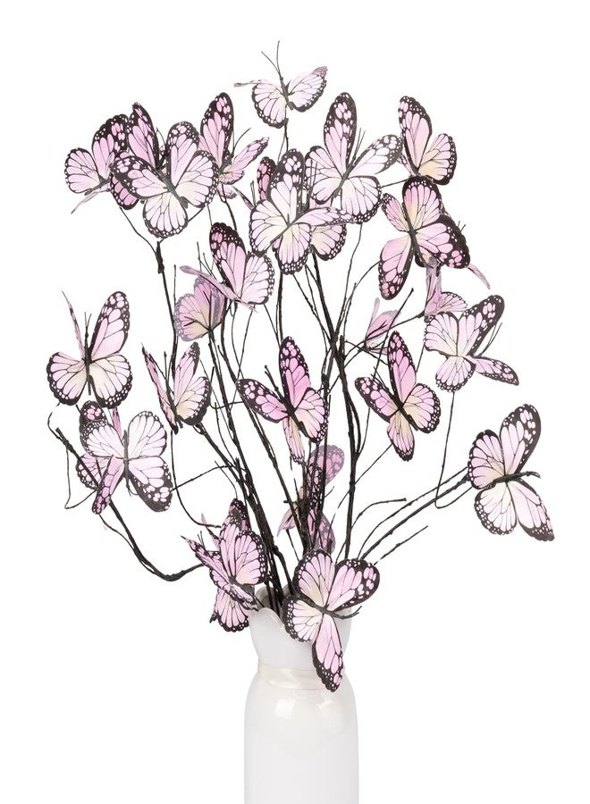 Wootkey 5 Pcs Artificial Butterfly Branches Butterflies for Crafts Willow Branches for Vases Silk Butterfly Home Decoration Faux Artificial Flowers for Garden Porch Window Box Home (Light Pink) - Image 1