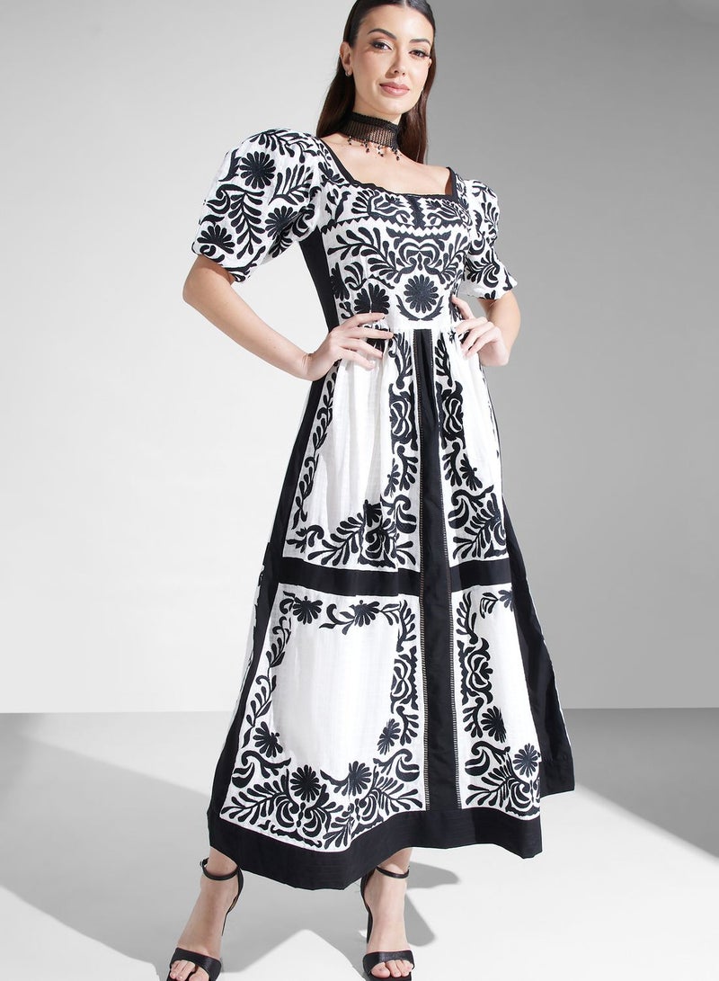 Threadz by Ajooni Floral Print Midi Dress  - Image 1