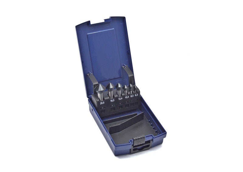 WSH-TOOLS Countersink HSS-G 90° DIN 335C uneven pitch Set of 6pcs AlTiN | Chatter-Free Deburring Tool Dubai UAE - Image 1