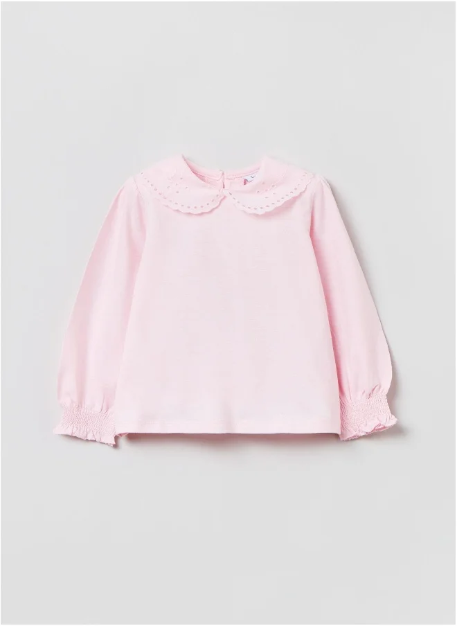 Ovs Ovs Long-Sleeved T-Shirt In Broderie Anglaise
