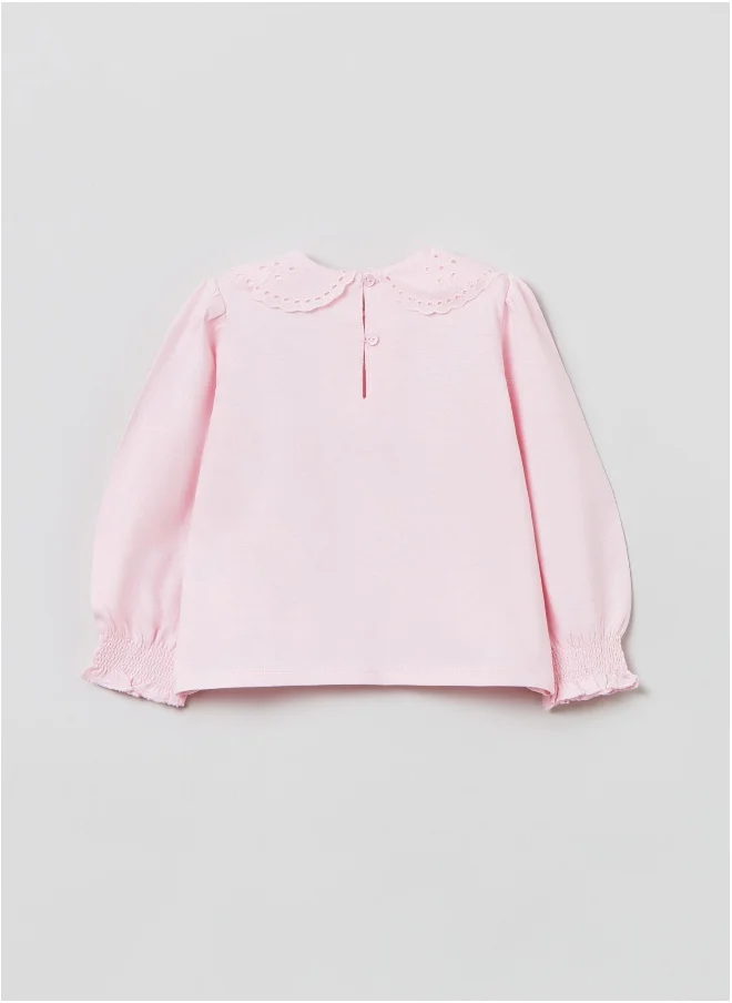 Ovs Ovs Long-Sleeved T-Shirt In Broderie Anglaise