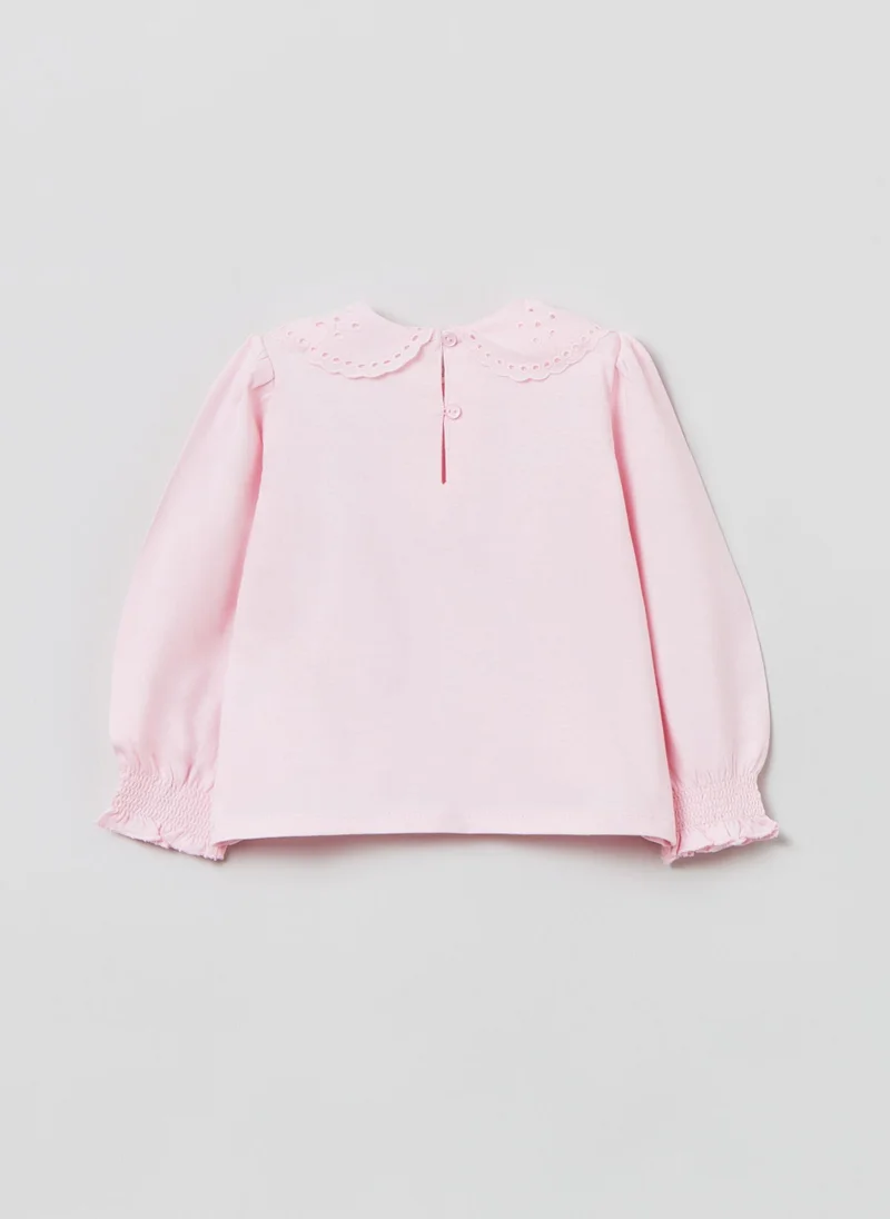 Ovs Ovs Long-Sleeved T-Shirt In Broderie Anglaise