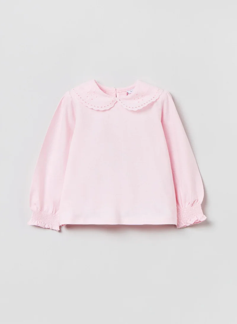 او في اس Ovs Long-Sleeved T-Shirt In Broderie Anglaise