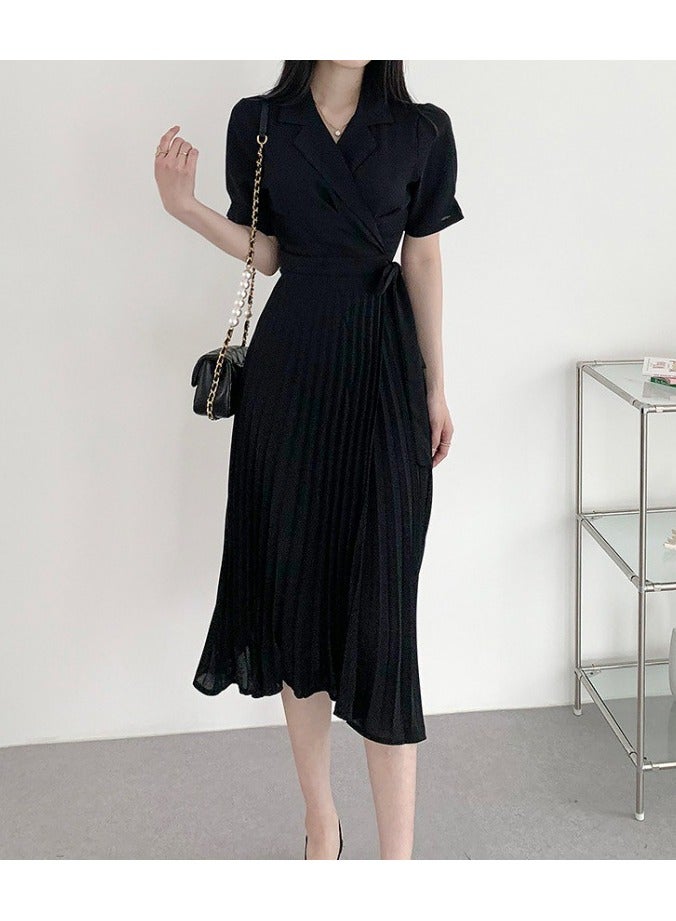 Shougu New Belt Collection Pleated Suit Collar Dress  - Image 1
