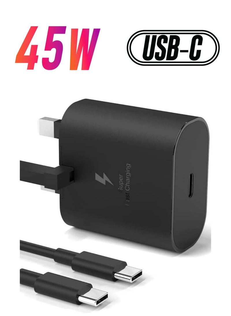 45W USB C Charger for Samsung Galaxy S22/S22+/S21/S21 FE/S21 Ultra/S20/A23//A32/A33/A53/A73, Type C PD3.0 & PPS Super Fast Charger Plug with 1.5m Charging Cable - Image 1