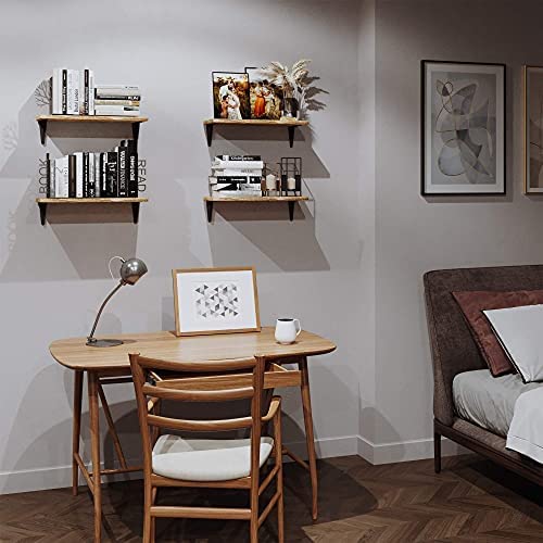 VM DECOR Floating Shelves for Wall Storage Wood Wall Shelves for Kitchen Organization and Storage Wall Shelf Set of 4 Burned Finish Teak - Image 2