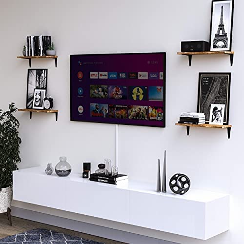VM DECOR Floating Shelves for Wall Storage Wood Wall Shelves for Kitchen Organization and Storage Wall Shelf Set of 4 Burned Finish Teak - Image 5
