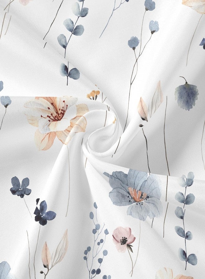 Gibelle 3 in 1 Shower Curtain Set, Blue Watercolor Floral Bath Curtain and PEVA Liner Set with 12 Double Sided Steel Hooks, Waterproof Fabric Bathroom Curtain 72x72 - Image 5