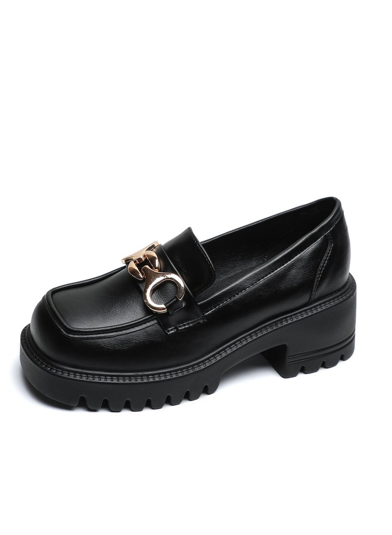 Loquat Shoes With Thick Heels And High Soles Black 