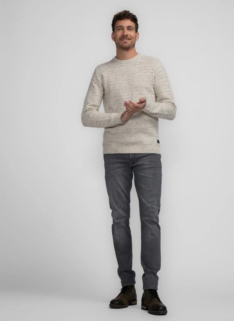 Petrol Industries 0009-Antique White Melee Men Knitwear Round Neck Basic for Men | Best Price UAE