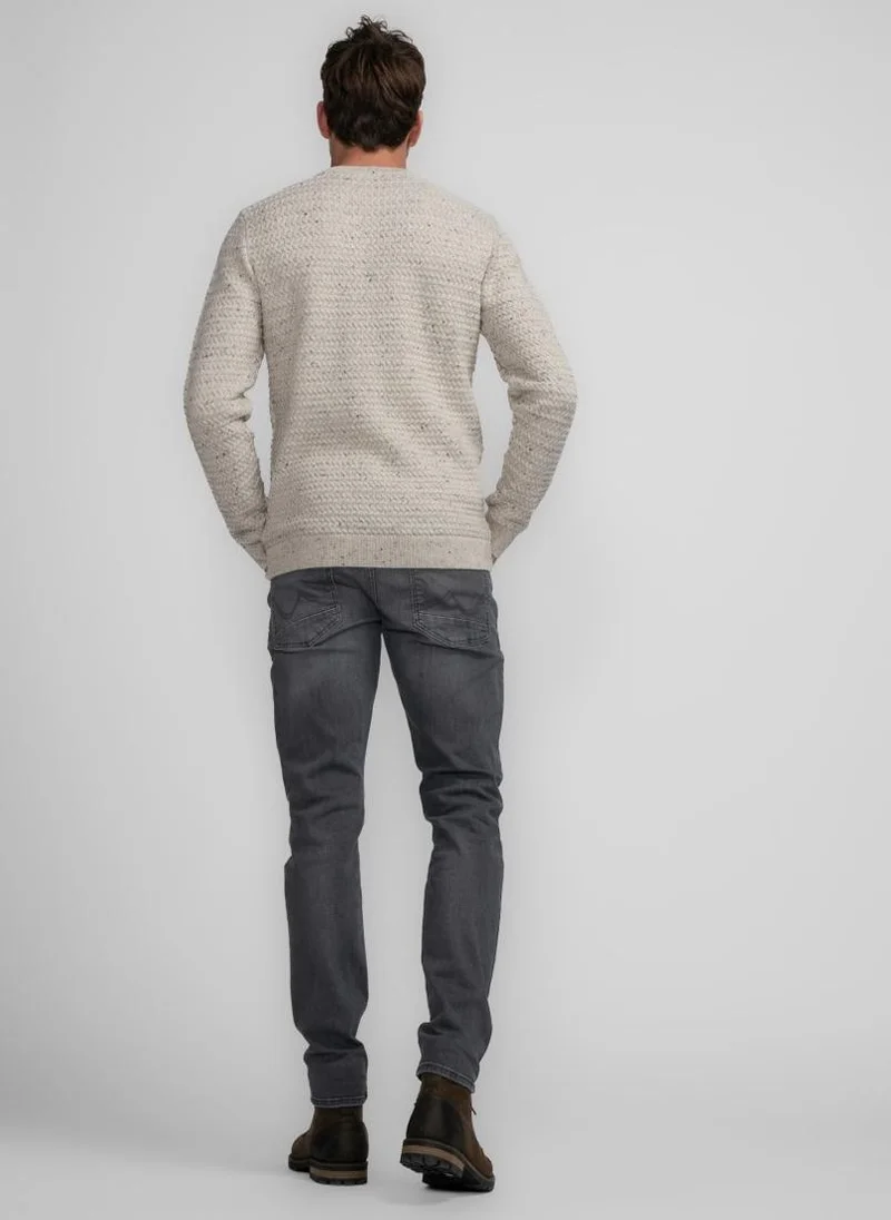 Petrol Industries 0009-Antique White Melee Men Knitwear Round Neck Basic for Men | Best Price UAE