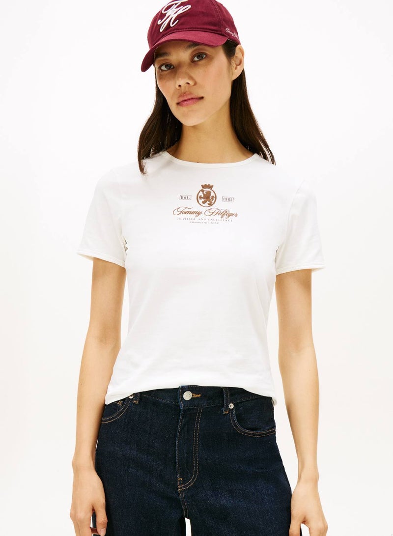 TOMMY HILFIGER Varsity Crest Slim Short Sleeve Tee - Image 1