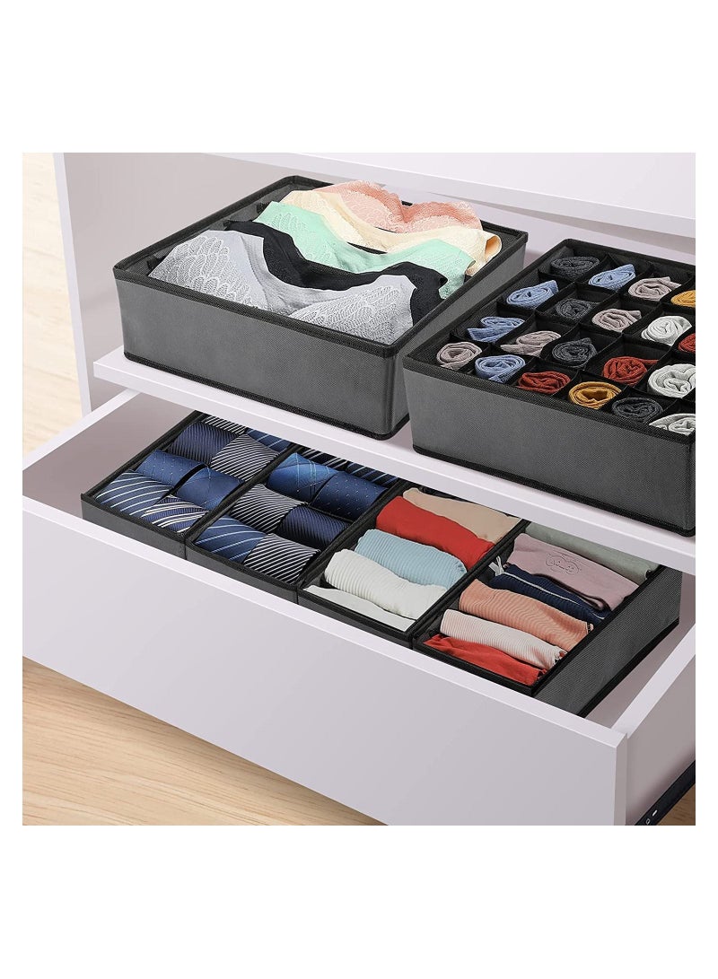 6 Set Underwear Drawer Closet Organizer Foldable Fabric Dresser Storage Box for Bras Socks Briefs Ties Belts Lingerie Clothes - Image 3