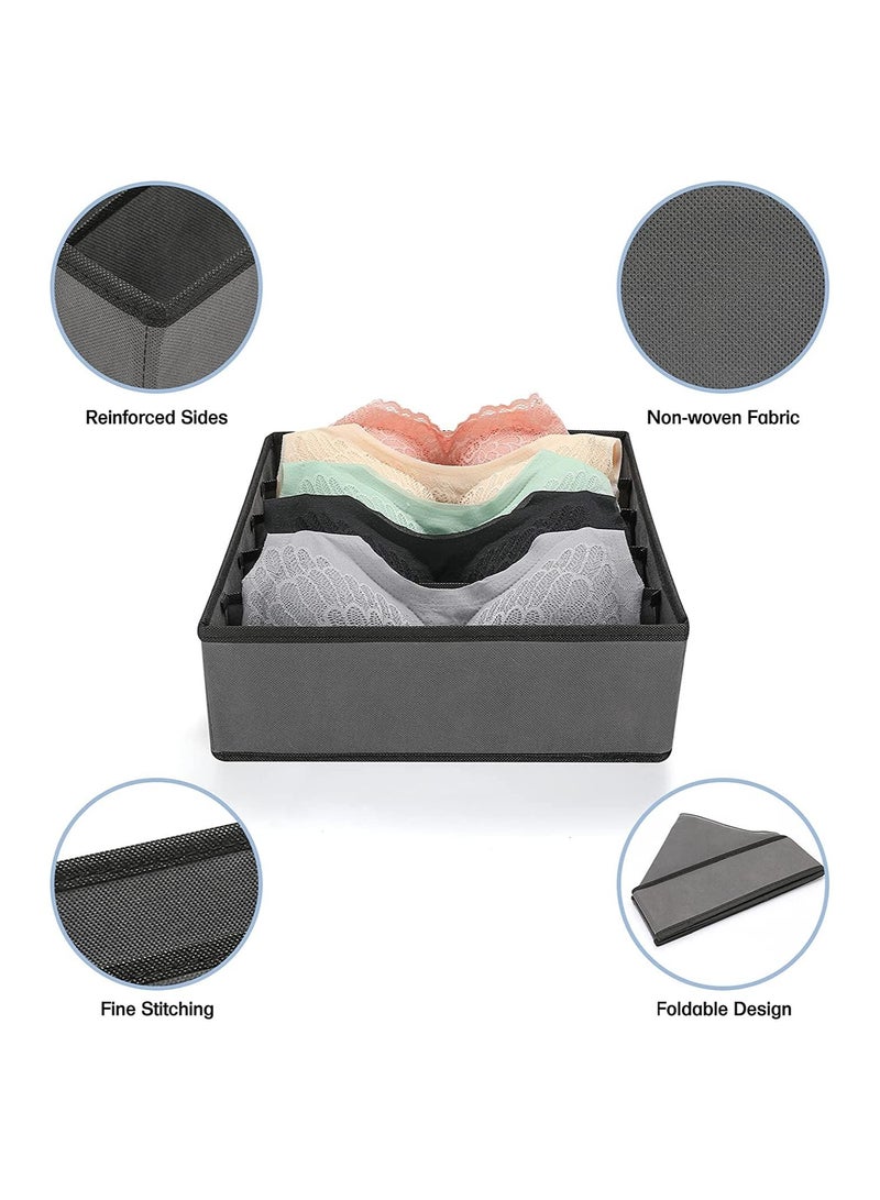 6 Set Underwear Drawer Closet Organizer Foldable Fabric Dresser Storage Box for Bras Socks Briefs Ties Belts Lingerie Clothes - Image 4