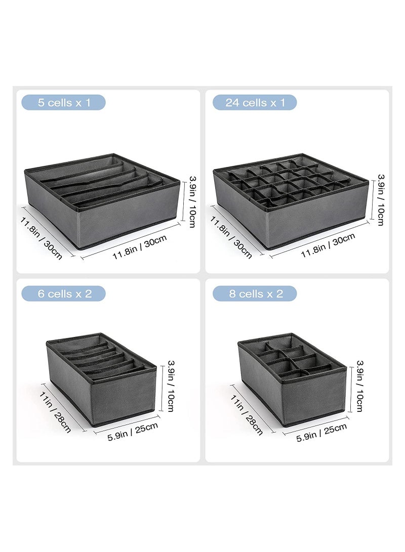 6 Set Underwear Drawer Closet Organizer Foldable Fabric Dresser Storage Box for Bras Socks Briefs Ties Belts Lingerie Clothes - Image 5