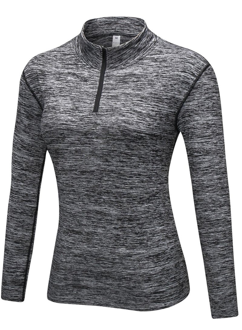 Loquat Women Quick Dry Breathable Elastic Long Sleeve Shirt Grey  - Image 1