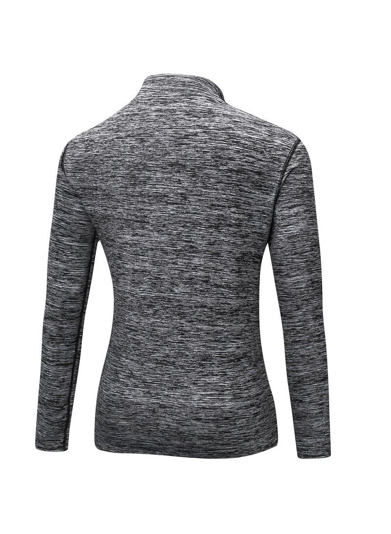 Loquat Women Quick Dry Breathable Elastic Long Sleeve Shirt Grey  - Image 2