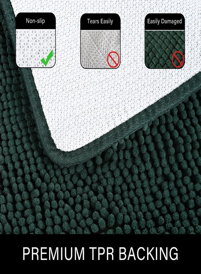LOCHAS Luxury Bathroom Rug Shaggy Bath Mat 24 x 60 Inch, Washable Non Slip Bath Rugs for Bathroom Shower, Soft Plush Chenille Absorbent Carpets Mats, Hunter Green - Image 5