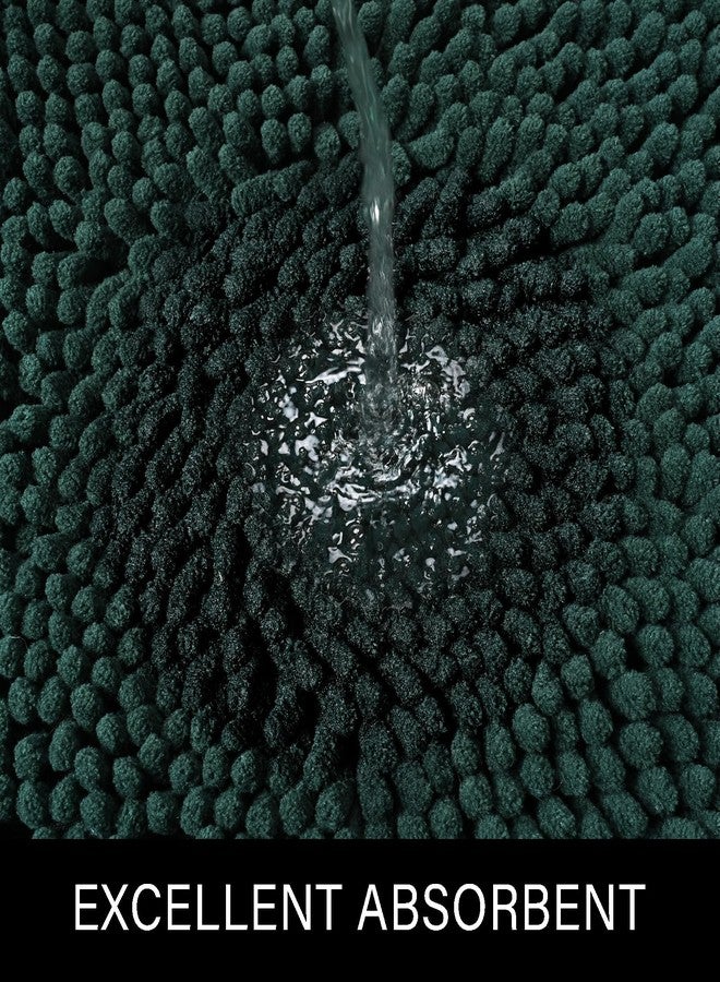 LOCHAS Luxury Bathroom Rug Shaggy Bath Mat 24 x 60 Inch, Washable Non Slip Bath Rugs for Bathroom Shower, Soft Plush Chenille Absorbent Carpets Mats, Hunter Green - Image 4