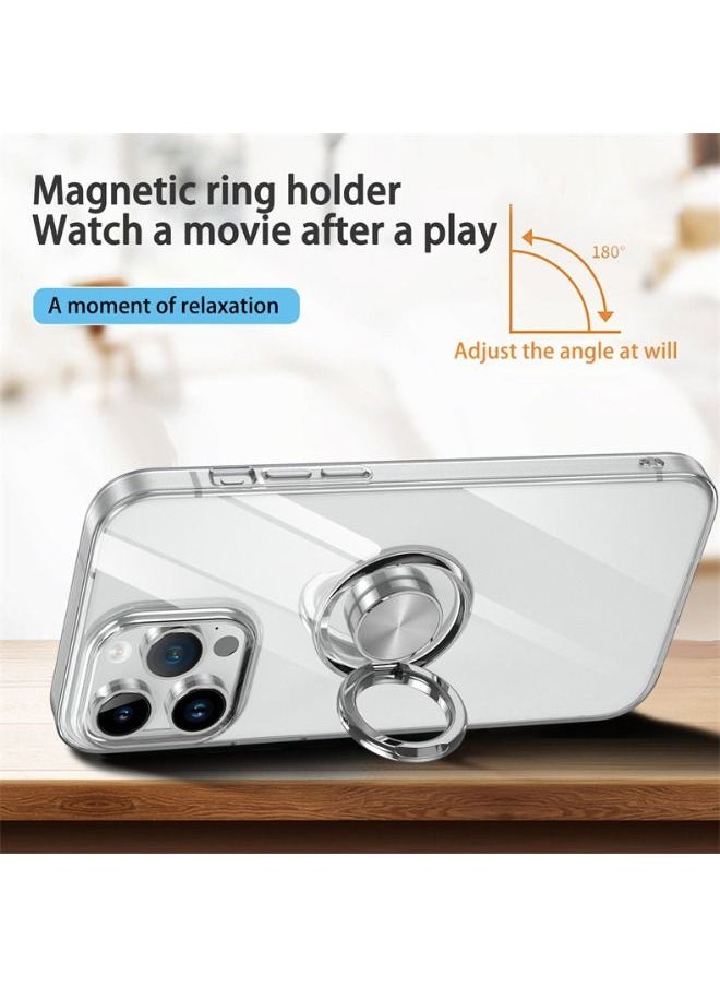 RUGGED SHIELD - iPhone 15 Pro Case with Metal Rotate Ring Kickstand, Ultra Thin Protective Case, Shockproof, Anti-Yellowing, Anti-Scratch, Anti-Drop Case Cover for Apple iPhone 15 Pro - Image 1