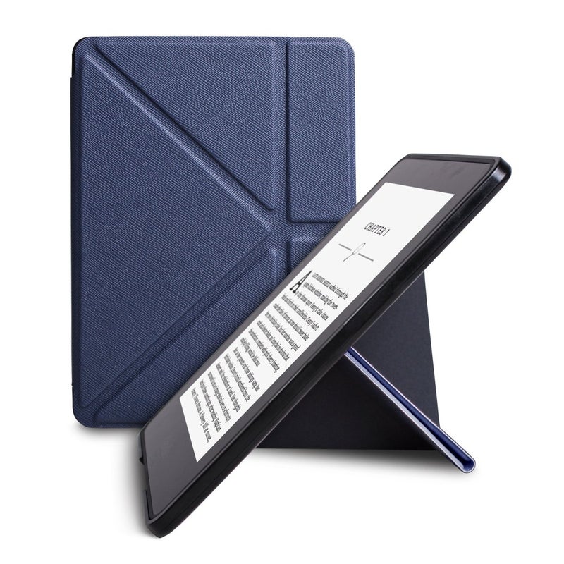 WALNEW New Origami Case Cover for Amazon Kindle Voyage (November 2014) - Full Device Protection with PU Leather and Smart Auto Sleep Wake Functionï¼ˆDarkblue-Origami Coverï¼‰ - Image 1