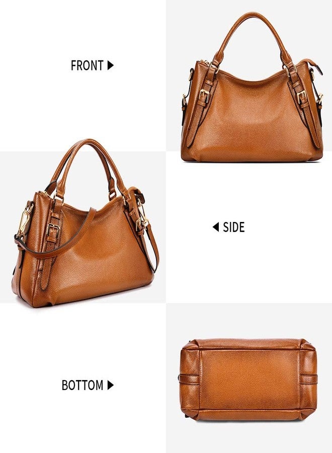 Kattee Women's Soft Genuine Leather Satchel Purses Top Handle Crossbody Bags Ladies Designer Medium Size Hobo Handbags(Sorrel) - Image 3