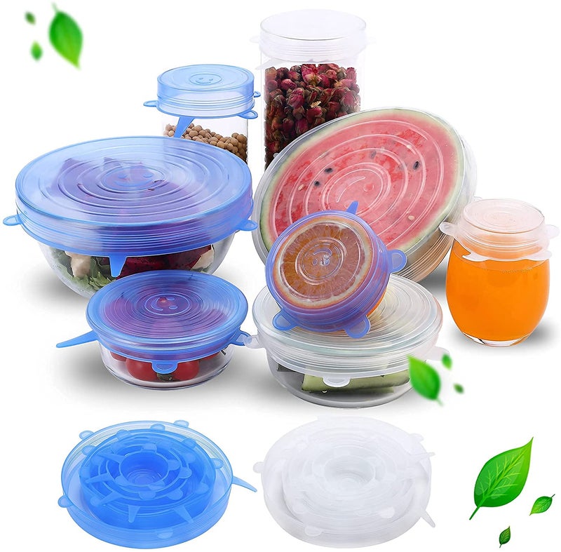 JENY Silicone Stretch Lids Reusable Durable Food Storage Covers for Bowl 6 Sizes Containers Freezer Safe BPA Free Expandable to Fit Shape of Dishes Bowls Safe Dishwasher Microwave (12) - Image 1