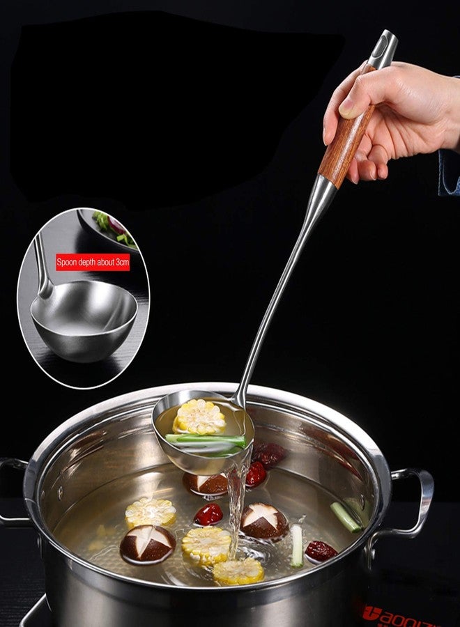 AOOSY Wok Spatula & Ladle Tool Set, AOOSY 304 Stainless Steel Cooking Utensils, Wooden Handle Wok Utensils Soup Ladle 15 inches Set of 2 - Image 4