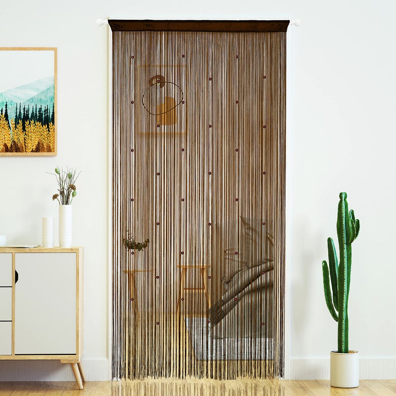YaoYue Beaded Curtain Door String Curtains for Doorway Tassels Beads Hanging Fringe Hippie Room Divider Window Hallway Entrance Wall Closet Bedroom Privacy Decor 39110in100280cm Coffee