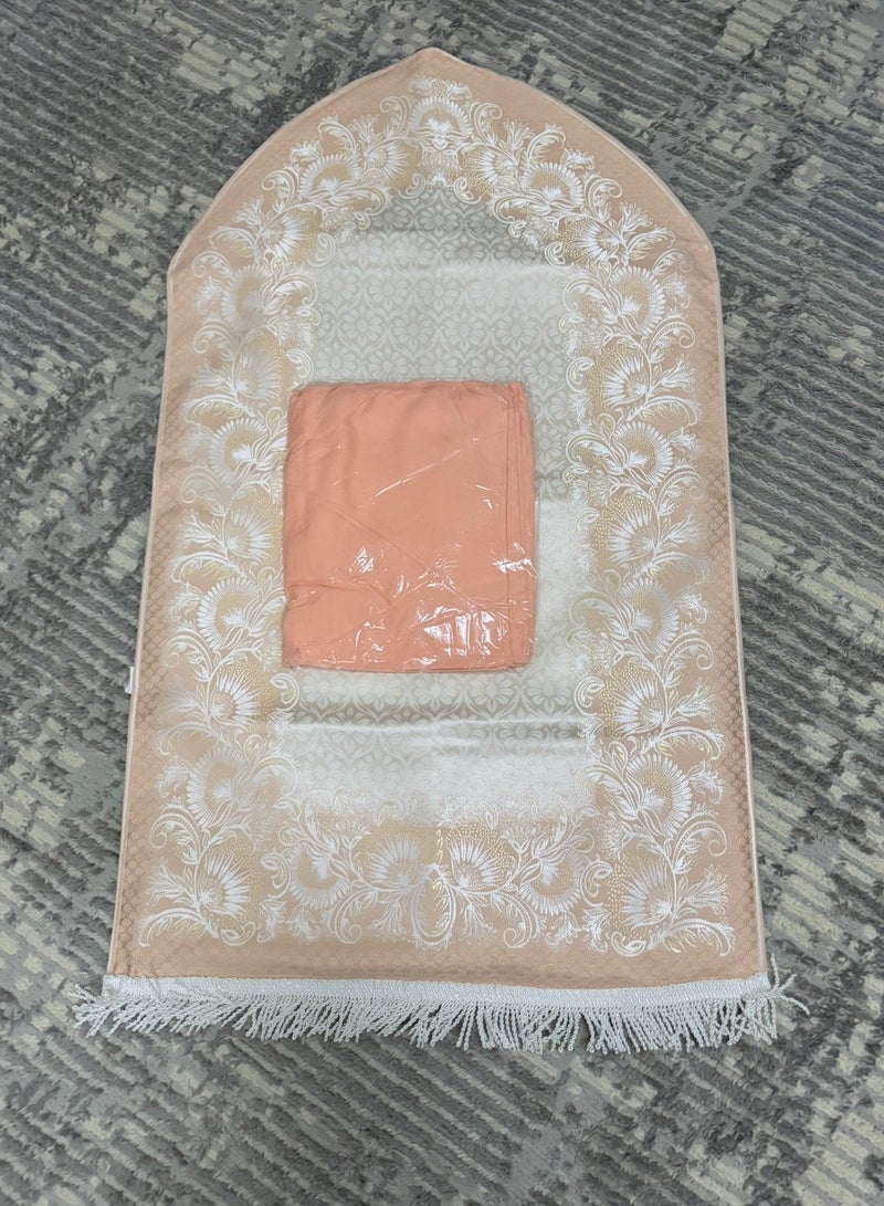 Embroidered jacquard prayer rug with Jalal open prayer sheet - Image 1