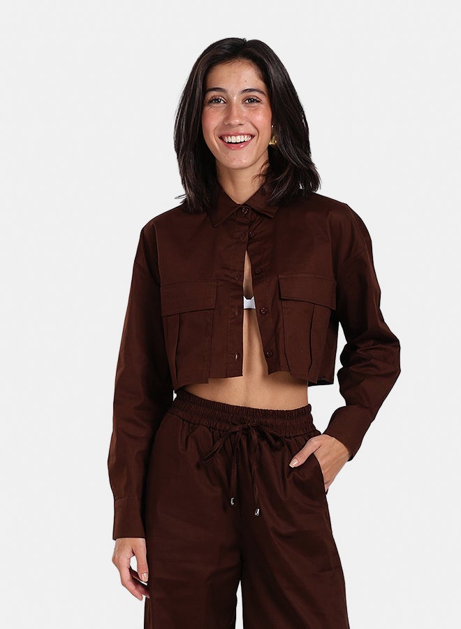 Clue Cropped Poplin Lounge Shirt - Image 1