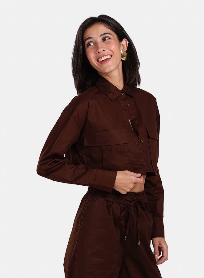 Clue Cropped Poplin Lounge Shirt - Image 3