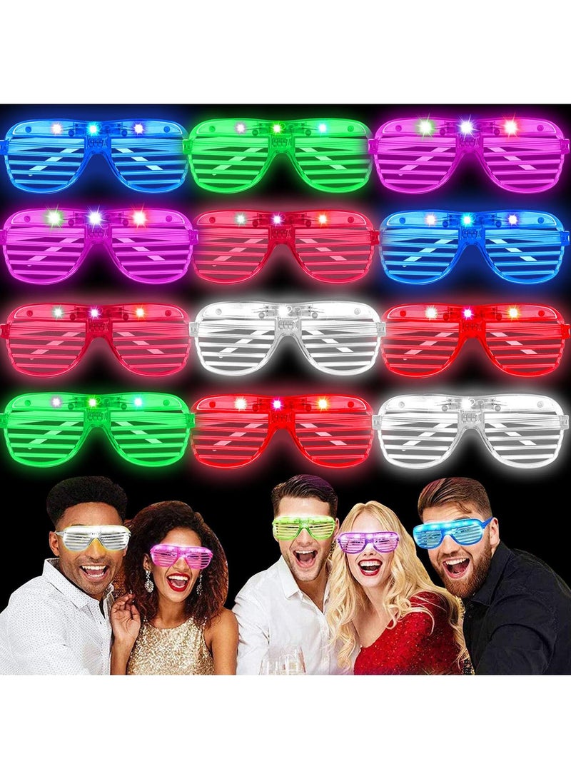 Sweet seven Neon Party Glasses - 12pcs Light-Up Glow in the Dark Shutter Shades for Adults and Kids - Image 1